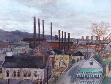 Lukens Steel - Looking east from Strode Ave, 1985 - Image #255