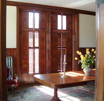 Reconstructed first floor dining room windows as seen from interior