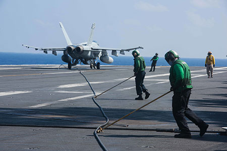 Airmen Guide Arresting Cables