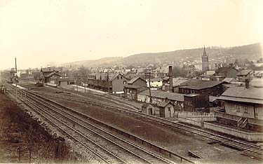 The Pennsylvania Railroad tracks looking east from the former passenger station site at North Second Avenue. The station was relocated in 1867 to its present site at North Third Avenue.