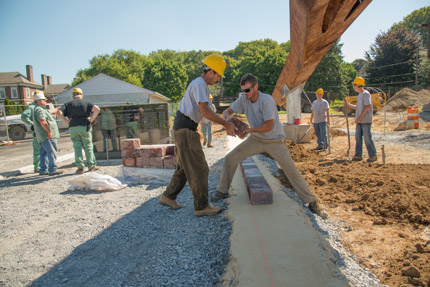 Beginning the brickwork.
