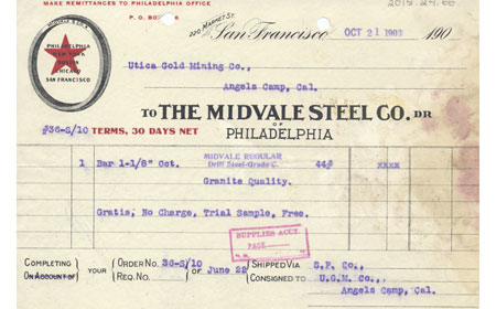 Invoice to Utica Gold Mining Co., From the collection of NISHM
