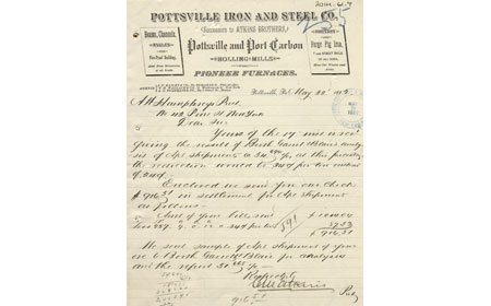 May 22, 1882 letter from Pottsville Iron & Steel Company, From the collection of NISHM