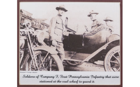 Soldiers of Company F, First Pennsylvania Infantry that were stationed at the cal wharf to guard it.